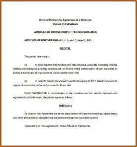 Business Partnership Agreement Template Word