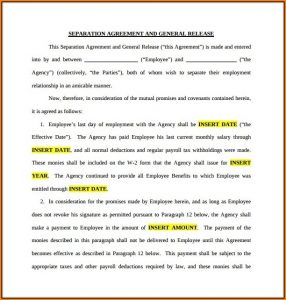 Business Partnership Separation Agreement Template