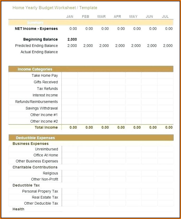 Business Yearly Budget Template Excel