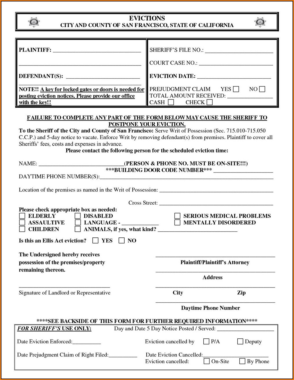 California Eviction Notice Form Pdf