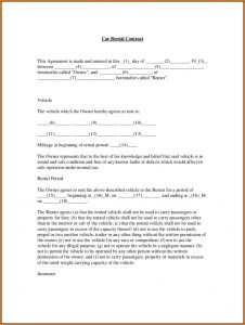 Car Rental Agreement Form Pdf