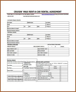 Car Rental Agreement Form Template