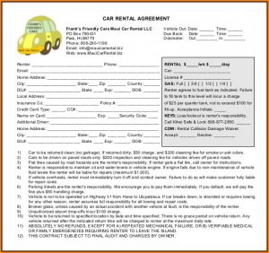 Car Rental Agreement Format