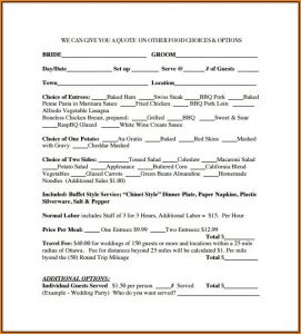 Catering Contract Template