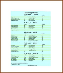 Catering Menu Template