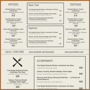 Catering Menu Templates For Microsoft Word