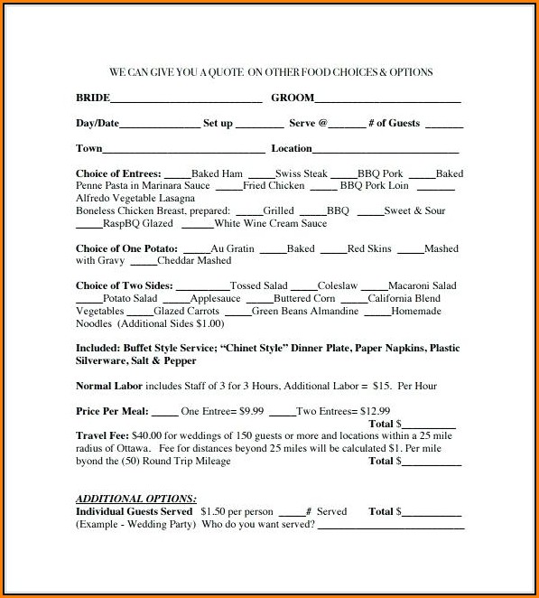 Catering Service Contract Template
