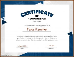 Certificate Of Recognition Template Design