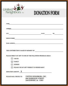 Charitable Donation Form Template