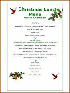 Christmas Menu Templates Free Download Word