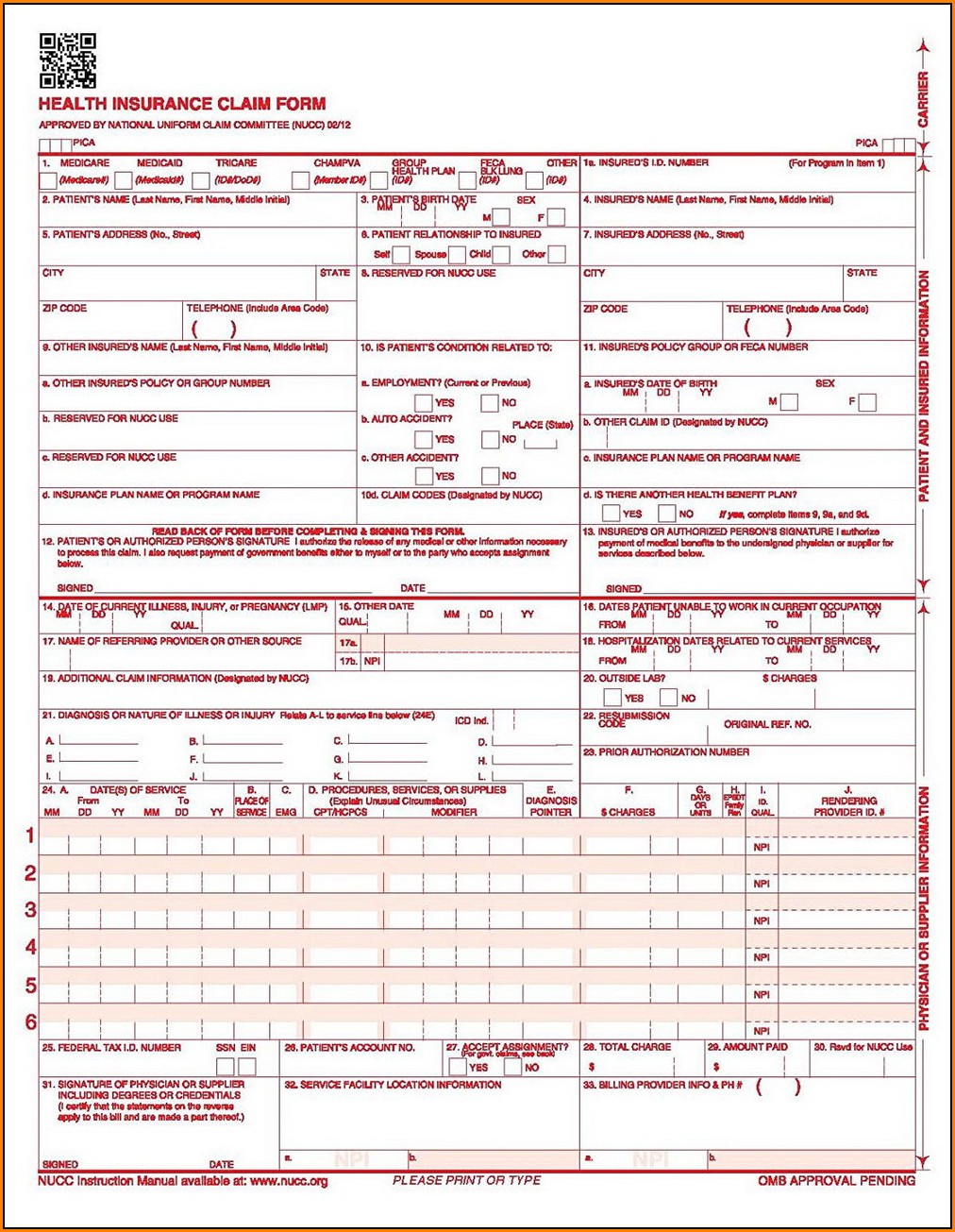 Cms 1500 Claim Form Free Download