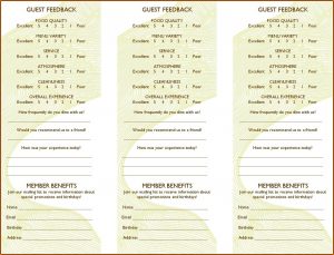 Comment Card Template For Restaurants