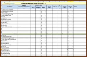 Construction Estimating Spreadsheet Template