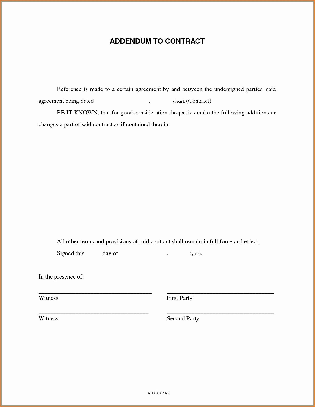 Contract Addendum Template Sample