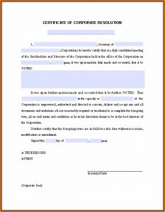 Corporate Resolution Authorized Signers Template