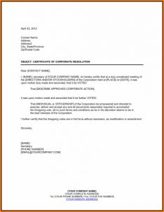 Corporate Resolution Template