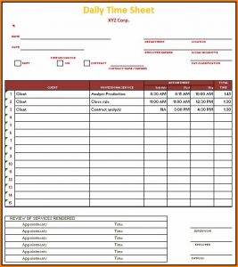 Daily Timesheet Template Free Printable