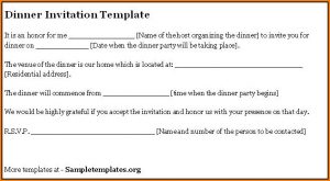 Dinner Invitation Template Email