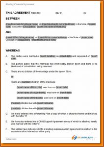 Divorce Financial Settlement Agreement Template