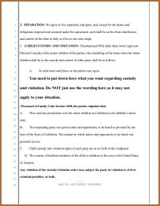 Divorce Settlement Agreement Template California