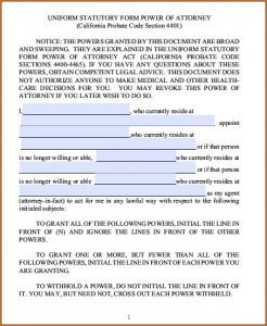 Durable Power Of Attorney Forms California