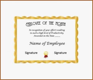 Employee Of The Month Certificate Template With Picture