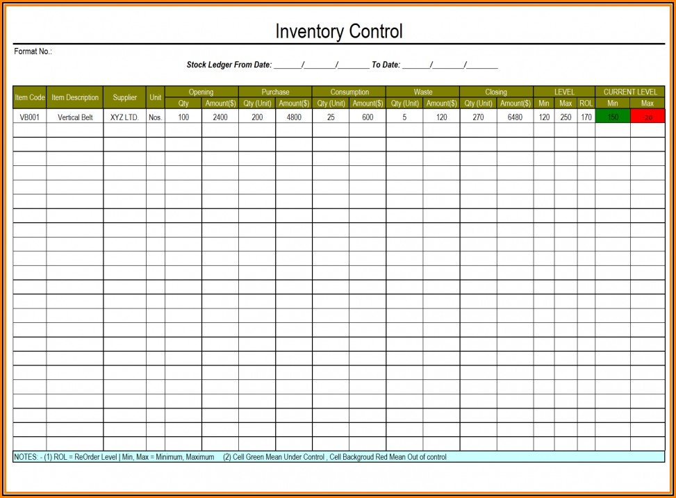 Excel Inventory Template With Formulas