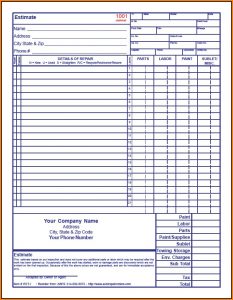 Free Auto Body Estimate Forms