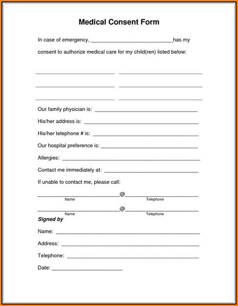 Free Child Medical Consent Form For Grandparents