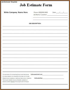 Free Contractor Estimate Forms