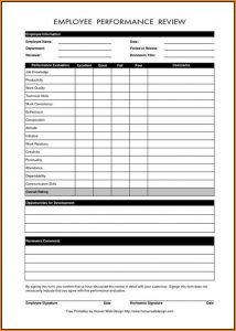 Free Employee Evaluation Form