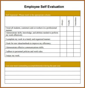Free Employee Self Evaluation Forms Printable