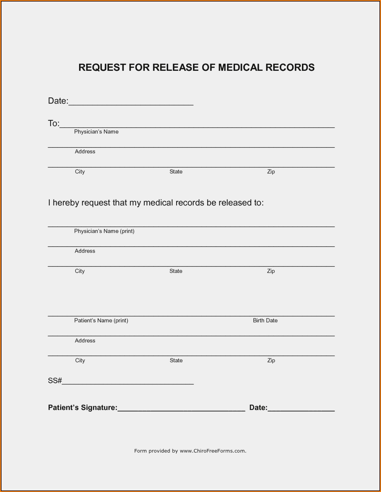 Free Generic Medical Release Form