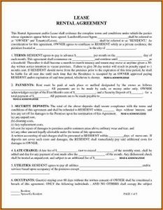 Free Lease Agreement Forms To Print