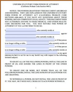 Free Power Of Attorney Form California