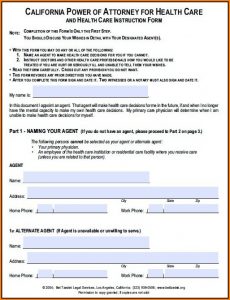 Free Power Of Attorney Form California Pdf