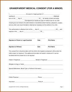 Free Printable Child Medical Consent Form For Grandparents
