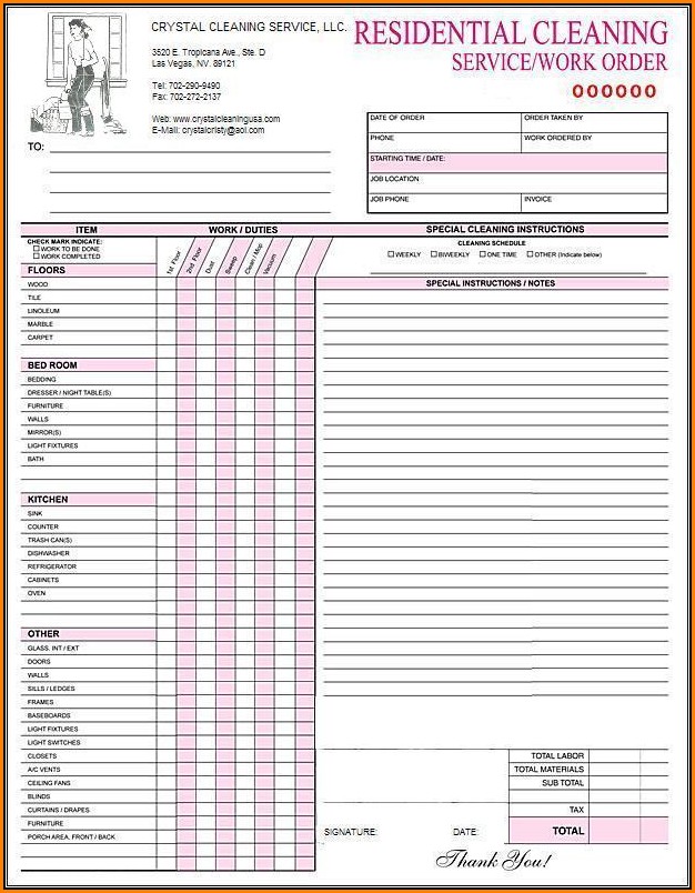 Free Printable Cleaning Estimate Forms