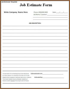 Free Printable Estimate Forms Contractors