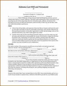 Free Printable Last Will And Testament Blank Forms Tennessee