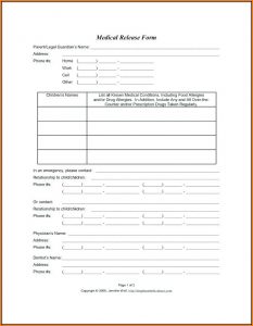 Free Printable Medical Release Form For Child