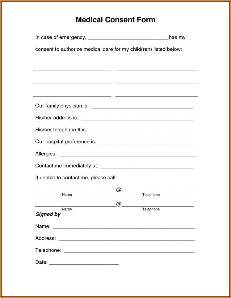 Free Printable Medical Release Form For Grandparents