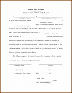 Free Printable Power Of Attorney Forms For Michigan