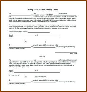 Free Printable Temporary Guardianship Form Download