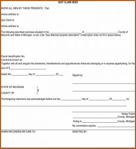 Free Quitclaim Deed Form Michigan