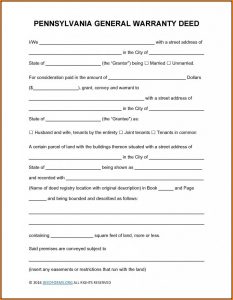 General Warranty Deed Form Pennsylvania