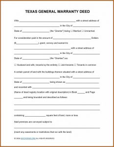 General Warranty Deed Form Texas