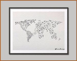Geometric World Map Art