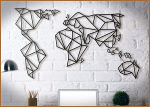 Geometric World Map Metal