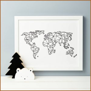 Geometric World Map Print
